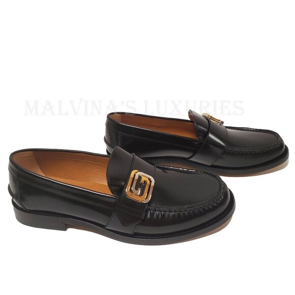 GUCCI SHOES MENS INTERLOCKING G LOGO PLAQUE LEATHER LOAFERS 9 /US 9.5 - Picture 5 of 16